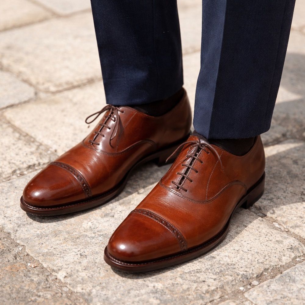 Tricker’s of Jermyn Street Regent Leather Toe Cap Oxfords Made in England